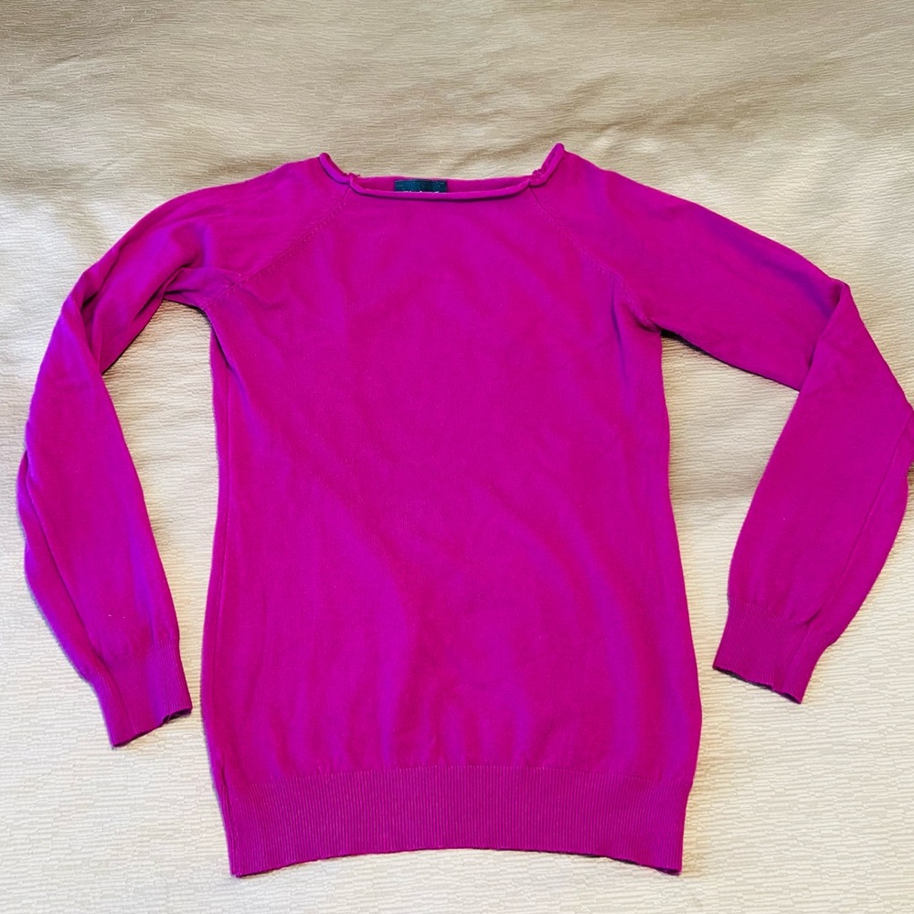 Women's Crewneck Long Sleeve Sweater - Fuchsia Pink